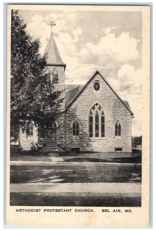 c1940's Methodist Protestant Church Exterior Bel Air Maryland MD Trees Postcard