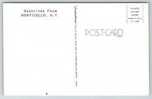 Greetings From Monticello  New York  Postcard