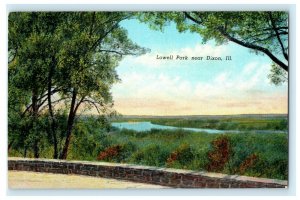 Lowell Park Dixon Illinois Green River View c1940 Vintage Antique Postcard 