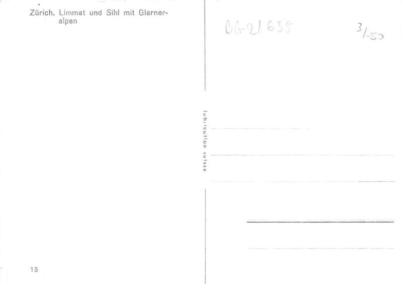 BG21655 zurich limmat und sihl mit glarner alpen schwizerland  CPSM 14.5x9cm