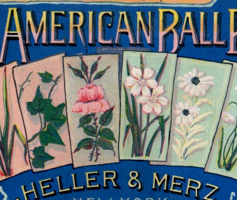 1880s-90s American Ball Blue Heller & Merz Lovely Flowers P154