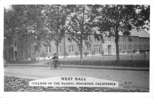 RPPC West Hall, College of The Pacific, Stockton, CA 1952 Vintage Postcard