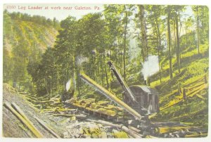 ANTIQUE POSTCARD LOG LOADER AT WORK NEAR GALETON PA