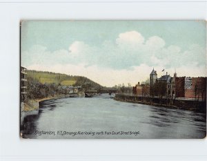 Postcard Chenango River looking north from Court Street Bridge, Binghamton, N. Y