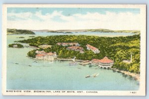 Lake Of Bays Ontario Canada Postcard Bird's Eye View Bigwin Inn c1930's