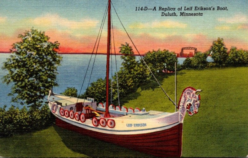 Minnesota Duluth Replica Of Leif Erikson's Boat Curteich