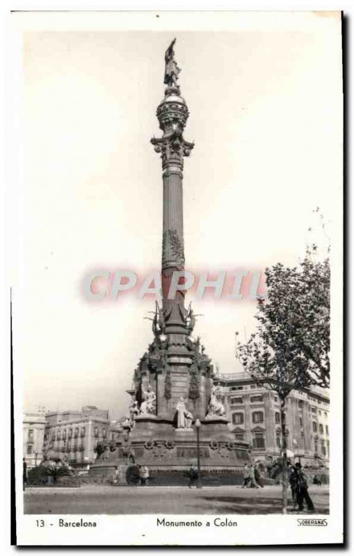 Postcard Modern Barcelona Monumento A Colón