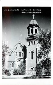 1940s RPPC Postcard; St. Bernard's Catholic Church, Redfield SD Spink County