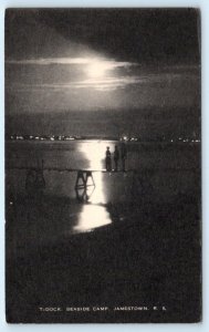 JAMESTOWN, Rhode Island RI ~ Moonlight SEASIDE CAMP Dock Scene  Postcard