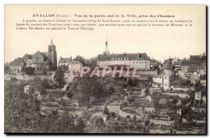 Avallon Old Postcard View of the southern part of the city taking Chaumes