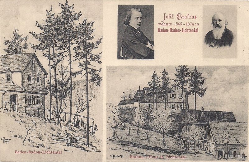 Germany, Baden Baden, Home of J Brahms, Classical Music Composer 1908 Multiview