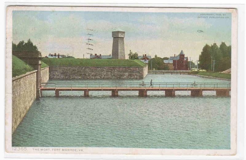 The Moat Fort Monroe Virginia 1909 Phostint postcard