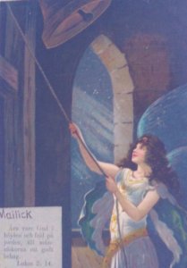 1904 Angel Bell Signed Mailick Religious Vintage Christmas Postcard Germany