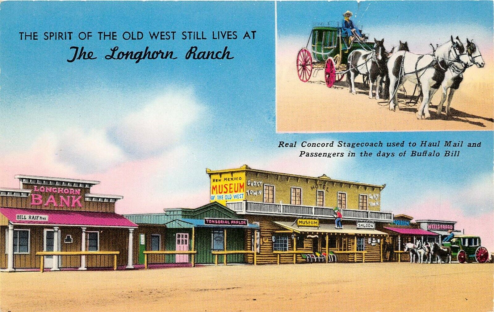 Moriarty New Mexico 1966 Postcard Longhorn Ranch Museum Ghost Town
