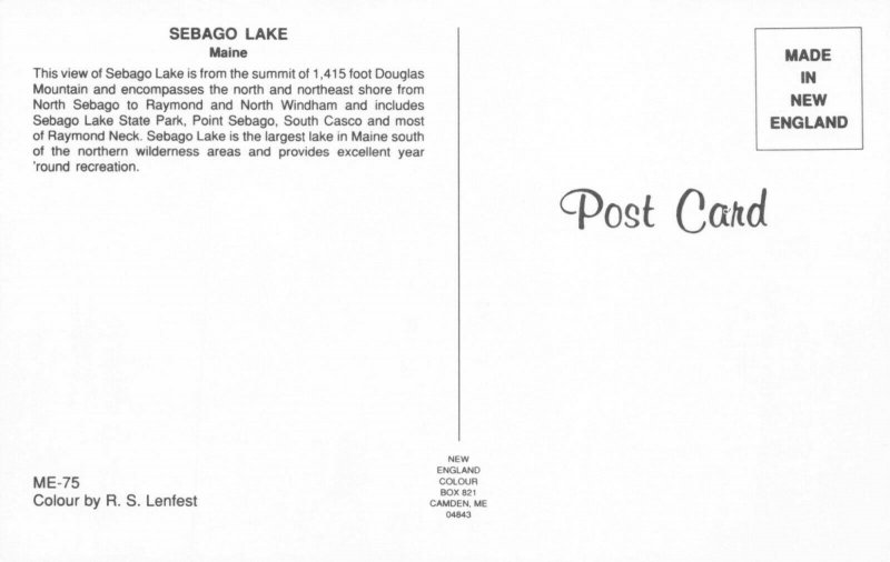 Postcard Sebago Lake Maine  