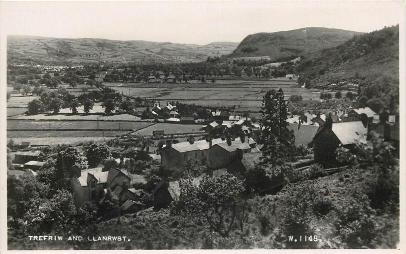 Trefriw and Llanrwst Wales real photo postcard