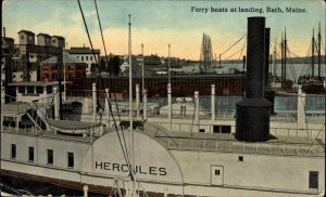 Bath ME Ferry Boats at Landing Hercules c1910 Postcard