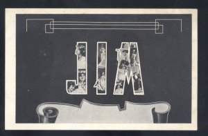 LARGE LETTER JIM PRETTY GIRLS VINTAGE 1910 POSTCARD