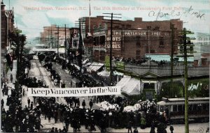 Vancouver BC 20th Birthday of First Baby Keep Vancouver In The Van Postcard E78