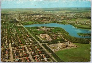 VINTAGE CONTINENTAL SIZED POSTCARD AERIAL VIEW OF REGINA SASKATCHEWAN CANADA 60s