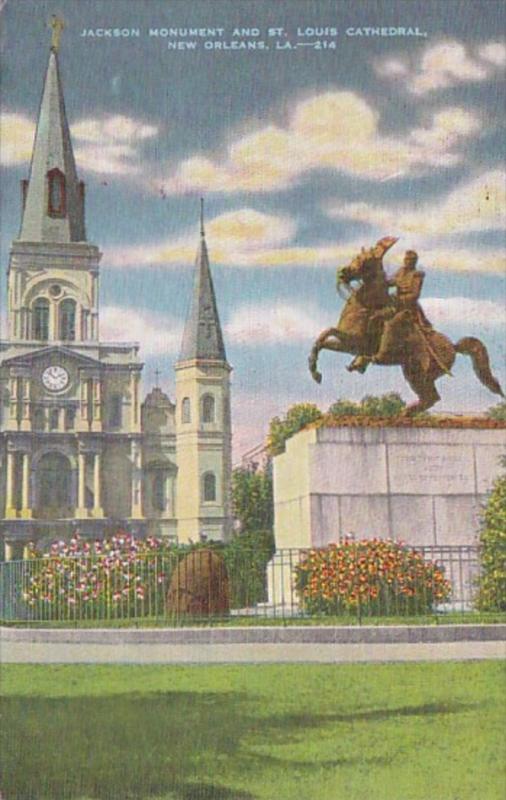 Louisiana New Orleans Jackson Monument and St Louis Cathedral