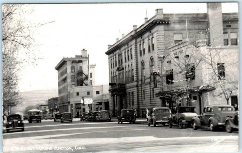 RPPC  GRAND JUNCTION, Colorado CO   5th STREET Scene  1948 Sanborn Postcard