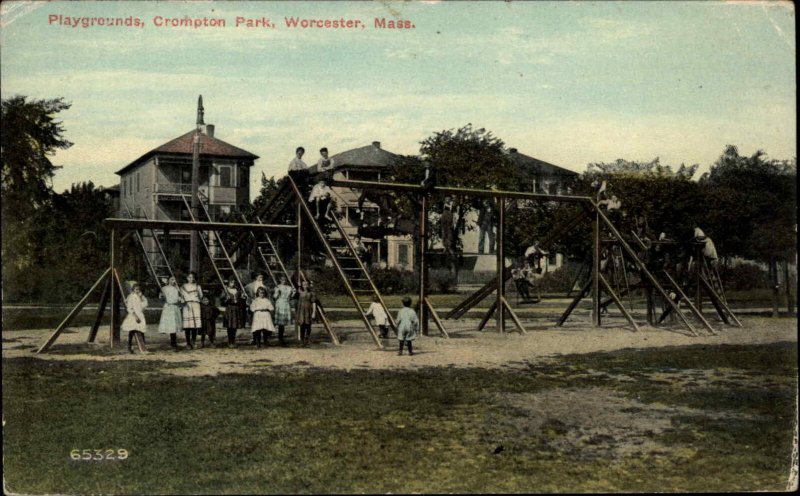 Worcester Massachusetts MA Crompton Park Playground c1910 Vintage Postcard