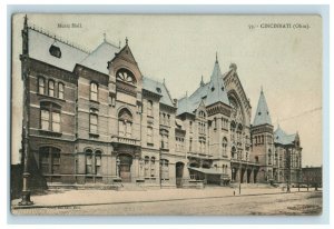 c. 1910 Music Hall Cincinnati Ohio Hand Colored Postcard P15 