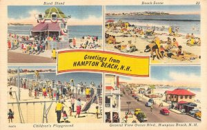 HAMPTON BEACH, New Hampshire~NH   PLAYGROUND~BANDSTAND~BEACH++  1953 Postcard