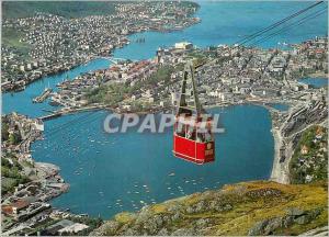 Modern Norway Postcard The cable car to mount Ulriken View of the towns