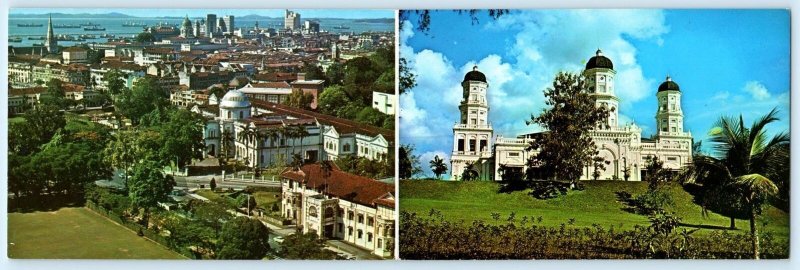 Double Postcard SINGAPORE ~ Aerial View SULTAN MOSQUE Johore Bahru