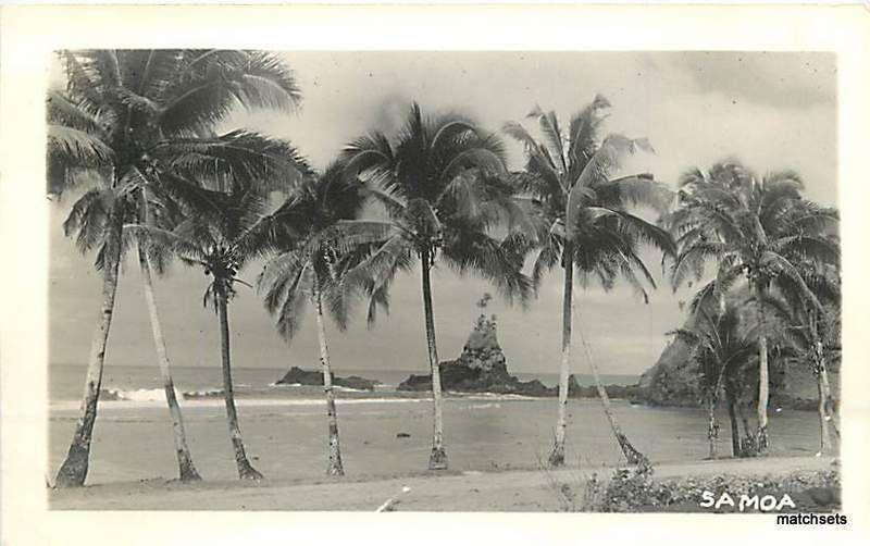 1930'S SAMOA RPPC Waterfront & Palm Trees 8787 postcard