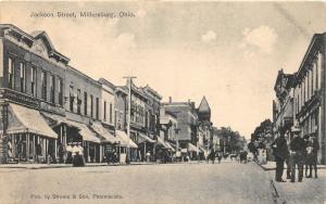 F12/ Millersburg Ohio Postcard c1910 Holmes County Jackson St Stores
