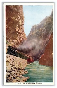 Train on Hanging Bridge Royal Gorge Colorado CO UNP WB Postcard W22