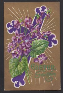 Easter Greetings with Cross and Flowers embossed pm1910 ~ DB