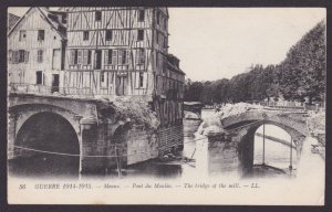 FRANCE, Postcard, Meaux, The bridge of the mill, RPPC, WWI
