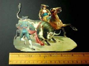 Lovely Bull Fighter Matador Horse Victorian Die Cut Superb 2 of 4 L3