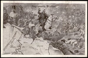 Austria WWI Patriotic Card Sieg unser Waffen Victory Serbia Map G81174