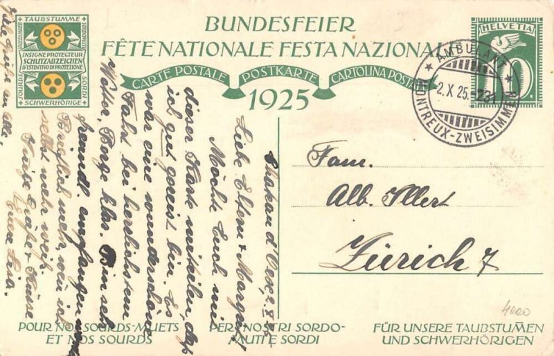 Switzerland 1925 Bundesfeier National Festival Student Writing PC AA35974