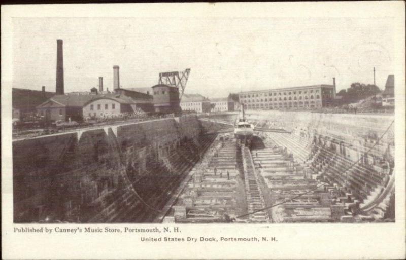 Portsmouth NH US Dry Dock c1905 Postcard 