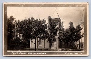 J99/ Rockford Ohio RPPC Postcard c1910 First Presbyterian Church  224