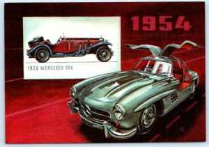 1954 MERCEDES 300 SL Repro Advertising Inset 1928 Mercedes 4x6 Linen Postcard