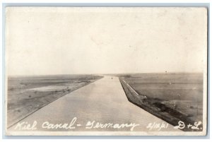 1921 Bird's Eye View Kiel Canal Germany Ship RPPC Photo Unposted Postcard 