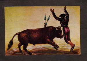 Mexico Bull Fighting Artist Signed Painting Salvador Carreño Bull Fighting