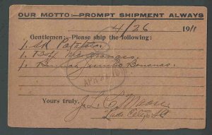 1911 Charleston SC Southern Fruit Co Delivery Notice