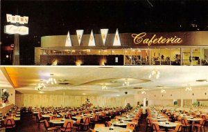 Long Beach Pasadena CROWN CAFETERIA Roadside Night View c1950s Vintage Postcard