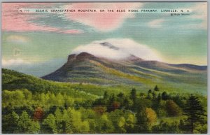 Grandfather Mountain Blue Ridge Parkway Linville NC Linen Postcard H82