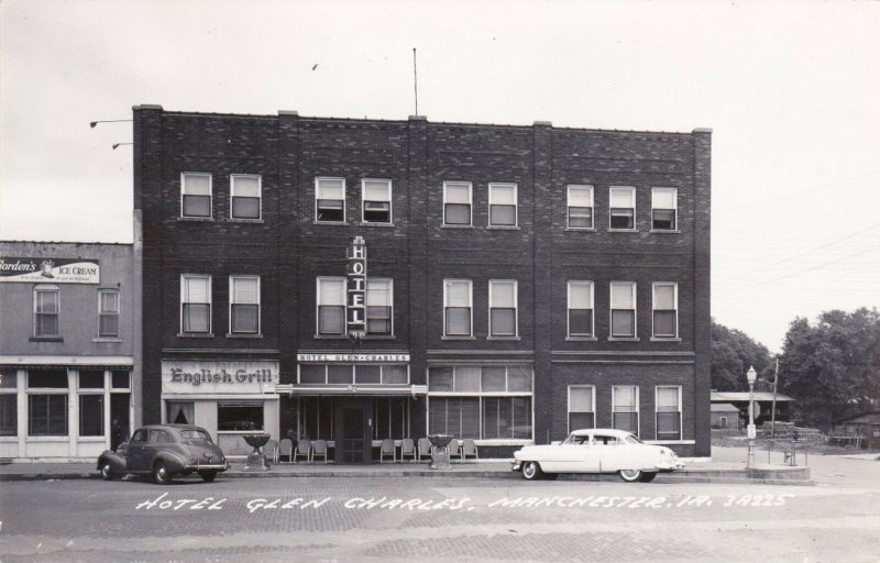 Iowa Manchester Hotel Glen Charles Bordens Ice Cream Store Real Photo sk550