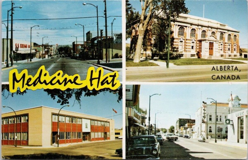 Medicine Hat Alberta Multiview 3rd Street Post Office 2nd St Snazel Postcard H26