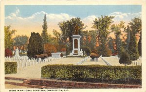 Charleston South Carolina 1920s Postcard Scene In National Cemetery